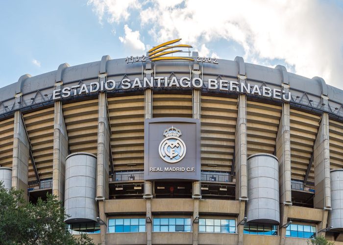 MADRID, SPAIN - JULY 25, 2017: Santiago Bernabeu Stadium of Real Madrid in Madrid, Spain in a beautiful summer day