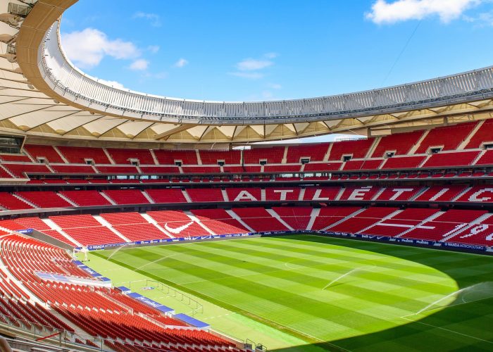 MADRID, SPAIN - APR 12, 2018: Wanda Metropolitano, the home stadium of Atletico Madrid since 2017. Rosas, San Blas-Canillejas district